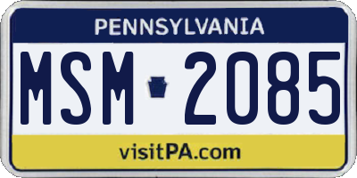 PA license plate MSM2085