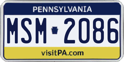 PA license plate MSM2086
