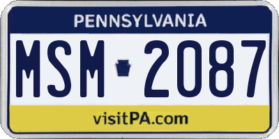 PA license plate MSM2087
