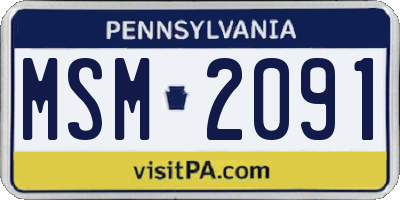 PA license plate MSM2091
