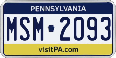 PA license plate MSM2093