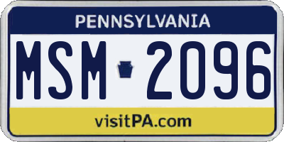 PA license plate MSM2096