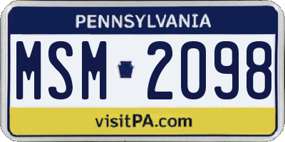 PA license plate MSM2098