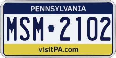 PA license plate MSM2102