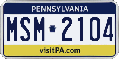 PA license plate MSM2104