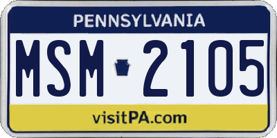 PA license plate MSM2105