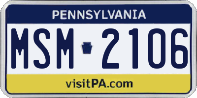 PA license plate MSM2106