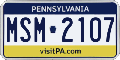 PA license plate MSM2107