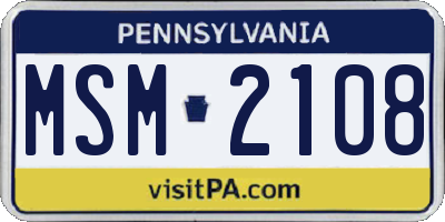 PA license plate MSM2108