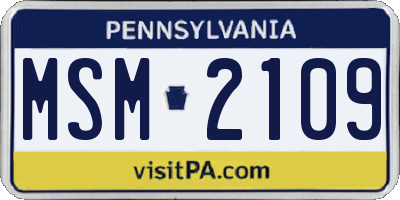 PA license plate MSM2109