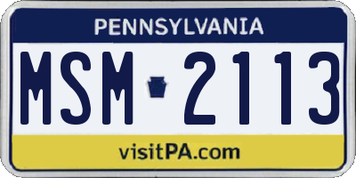 PA license plate MSM2113