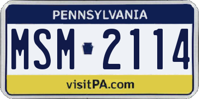 PA license plate MSM2114