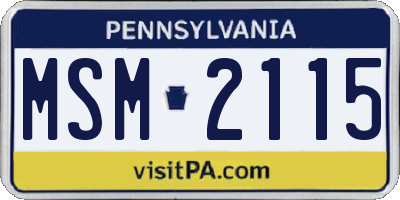 PA license plate MSM2115