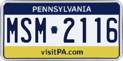 PA license plate MSM2116