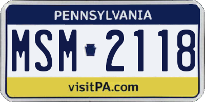 PA license plate MSM2118