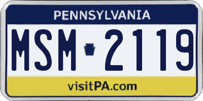 PA license plate MSM2119