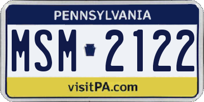 PA license plate MSM2122