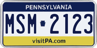 PA license plate MSM2123