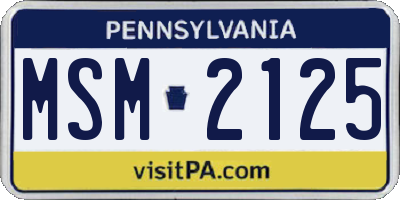 PA license plate MSM2125