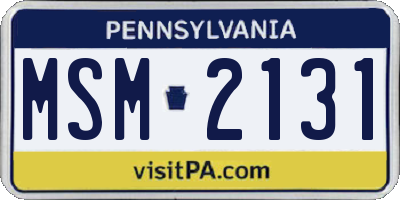 PA license plate MSM2131