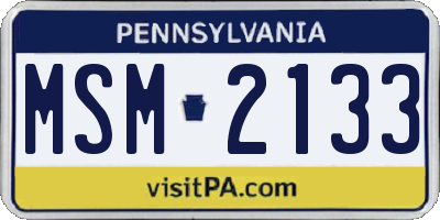 PA license plate MSM2133