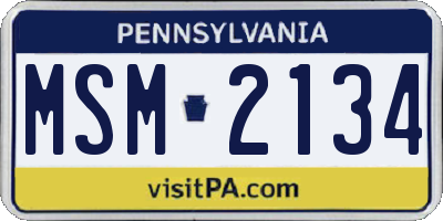 PA license plate MSM2134