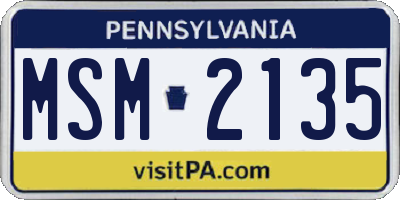 PA license plate MSM2135