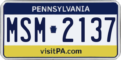 PA license plate MSM2137