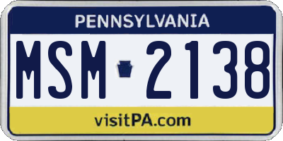 PA license plate MSM2138