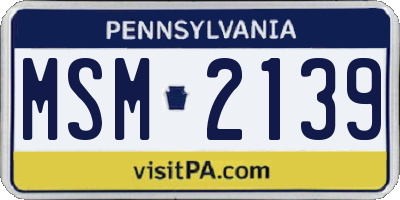PA license plate MSM2139
