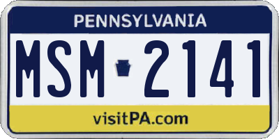 PA license plate MSM2141