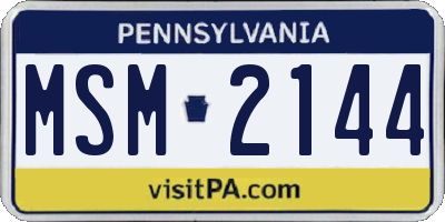 PA license plate MSM2144