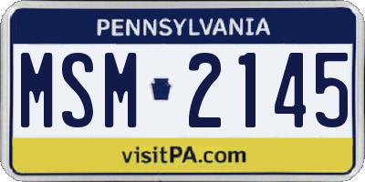 PA license plate MSM2145