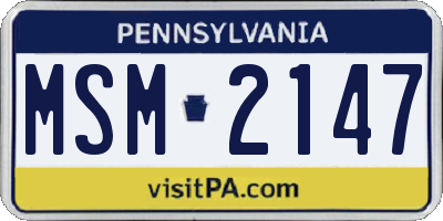 PA license plate MSM2147