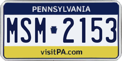 PA license plate MSM2153
