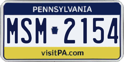 PA license plate MSM2154