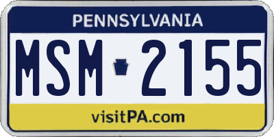PA license plate MSM2155