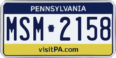 PA license plate MSM2158