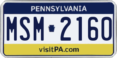 PA license plate MSM2160