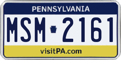 PA license plate MSM2161