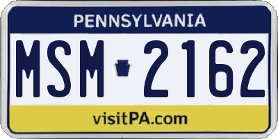 PA license plate MSM2162