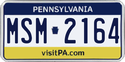 PA license plate MSM2164