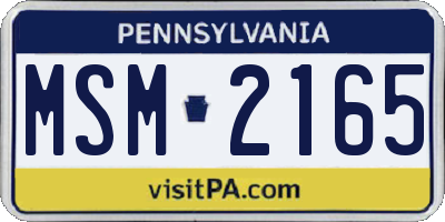 PA license plate MSM2165