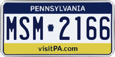 PA license plate MSM2166