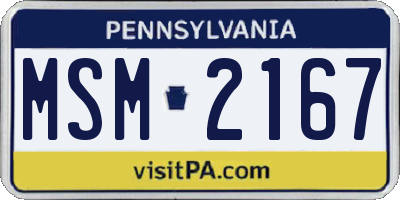 PA license plate MSM2167