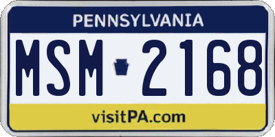 PA license plate MSM2168