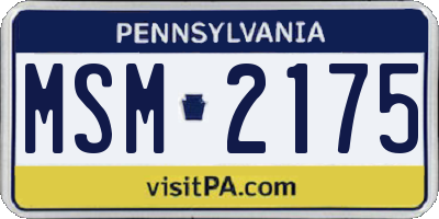 PA license plate MSM2175