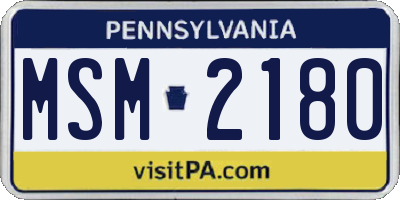 PA license plate MSM2180