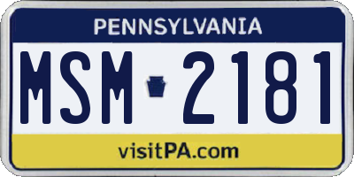 PA license plate MSM2181