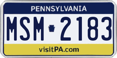 PA license plate MSM2183
